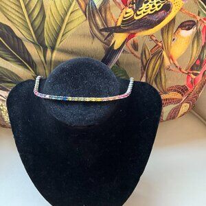 Aurete Ombre rainbow tennis necklace 15 inches